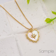 18K Gold Filled Dainty Heart Star Pearl Charm, MOP Heart Pendant Pave CZ Celestial Sunburst Pendant Jewelry Making, CP2198