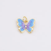 18K Gold Filled Dainty Colorful Enamel Butterfly Charm, Monarch Butterfly Pendant for Necklace Bracelets Earring Jewelry Making Supply, CP2199