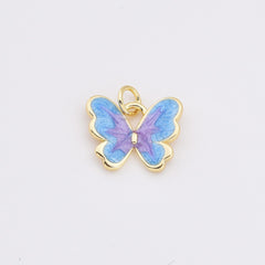 18K Gold Filled Dainty Colorful Enamel Butterfly Charm, Monarch Butterfly Pendant for Necklace Bracelets Earring Jewelry Making Supply, CP2199