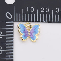 18K Gold Filled Dainty Colorful Enamel Butterfly Charm, Monarch Butterfly Pendant for Necklace Bracelets Earring Jewelry Making Supply, CP2199