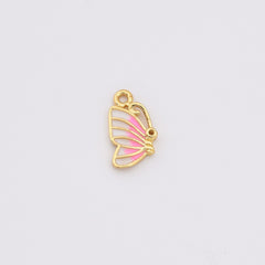 18K Gold Filled Dainty Colorful Enamel Butterfly Charm, Monarch Butterfly Pendant for Necklace Bracelets Earring Jewelry Making Supply, CP2200