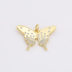 18K Gold Filled Dainty Butterfly Charm, Monarch Butterfly Pendant CZ Micro Pave for Necklace Bracelets Earring Jewelry Making Supply, CP2205