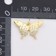 18K Gold Filled Dainty Butterfly Charm, Monarch Butterfly Pendant CZ Micro Pave for Necklace Bracelets Earring Jewelry Making Supply, CP2205