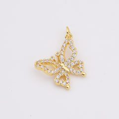 18K Gold Filled Dainty Butterfly Charm, Monarch Butterfly Pendant CZ Micro Pave for Necklace Bracelets Earring Jewelry Making Supply, CP2206