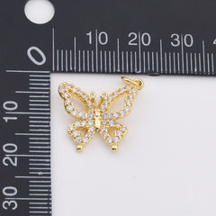 18K Gold Filled Dainty Butterfly Charm, Monarch Butterfly Pendant CZ Micro Pave for Necklace Bracelets Earring Jewelry Making Supply, CP2206