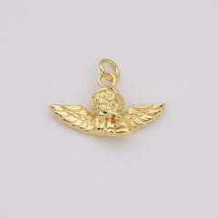 18K Gold Filled Baby Cherub Angel Charm, Cupid Angel Pendant, Valentine Love Charm for Neklace Bracelet Jewelry Making Supply, CP2209