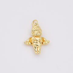 18K Gold Filled Baby Cherub Angel Charm, Cupid Angel Pendant, Valentine Love Charm for Neklace Bracelet Jewelry Making Supply, CP2210