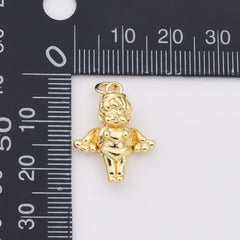 18K Gold Filled Baby Cherub Angel Charm, Cupid Angel Pendant, Valentine Love Charm for Neklace Bracelet Jewelry Making Supply, CP2210