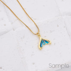 18K Gold Filled Opal Whale Mermaid Dolphin Tail Charm, Ocean Under The Sea Pendant for Necklace Bracelet DIY Jewelry Making Supply, CP2211