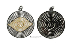 18K Gold Filled Small/Large Gold Evil Eye Charm, Cubic Zirconia Micro Pave Evil Eye Pendant, Evil Eye Necklace, Evil Eye Charm, 38x33mm, CP238