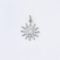 18K Gold Filled Opal Sunburst Charm Pendant, CZ Micro Pave Opal Sunburst Pendant, Sun Charm, Necklace Bracelet Charm, 19x14mm, CP244