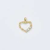 Gold Filled Open Heart Charm Pendant, CZ Accent Minimalist Love Connector for DIY Necklace Bracelet Jewelry Making Supplies, CP2446