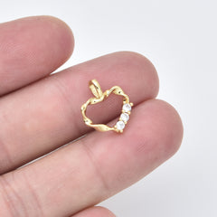 Gold Filled Open Heart Charm Pendant, CZ Accent Minimalist Love Connector for DIY Necklace Bracelet Jewelry Making Supplies, CP2446
