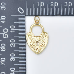 Gold Filled Heart Lock Charm Pendant, Vintage Keyhole Love Charm Connector for DIY Necklace Bracelet Jewelry Making Supplies, CP2447