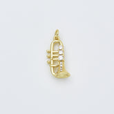 Gold Filled Trumpet Pendant Charm, Musical Instrument Jewelry, Gift for Musicians, Brass Charm, Gold Music Charm, CP2450