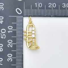 Gold Filled Trumpet Pendant Charm, Musical Instrument Jewelry, Gift for Musicians, Brass Charm, Gold Music Charm, CP2450