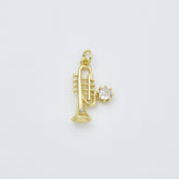 Gold Filled Trumpet Pendant Charm, Musical Instrument Jewelry, Gift for Musicians, Brass Music Charm, Trumpet Necklace, CP2451
