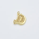 Gold Filled French Horn Pendant Charm, Musical Instrument Jewelry, Brass Charm, Music Lover Gift, Gold Music Charm, CP2452