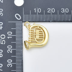 Gold Filled French Horn Pendant Charm, Musical Instrument Jewelry, Brass Charm, Music Lover Gift, Gold Music Charm, CP2452