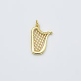 Gold Filled Harp Pendant Charm, Musical Instrument Jewelry, Gift for Music Lovers, Gold Music Charm, Harp Necklace, CP2453
