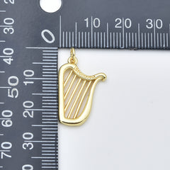 Gold Filled Harp Pendant Charm, Musical Instrument Jewelry, Gift for Music Lovers, Gold Music Charm, Harp Necklace, CP2453