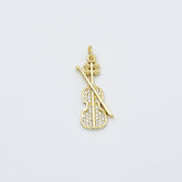 Gold Filled Violin Pendant Charm, Musical Instrument Jewelry, Gift for Musicians, Gold Music Charm, Violin Necklace, CP2454