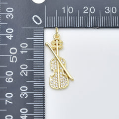 Gold Filled Violin Pendant Charm, Musical Instrument Jewelry, Gift for Musicians, Gold Music Charm, Violin Necklace, CP2454