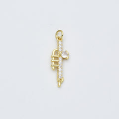 Gold Filled Flute Pendant Charm, Musical Instrument Jewelry, Gift for Musicians, Brass Music Charm, Gold Flute Necklace, CP2455