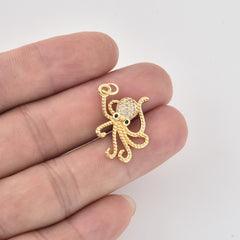 Gold Filled Octopus Pendant Charm, Cute Animal Jewelry, Ocean Inspired Gold Charm, Gift for Ocean Lovers, Gold Octopus Necklace, CP2456