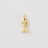 Gold Filled Fish Pendant Charm, Fish Jewelry with Red Crystal Eye, Ocean Inspired Gold Charm, Gift for Fish Lovers, CP2457