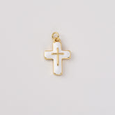 Gold Filled White Enamel Cross Pendant Charm, Christian Jewelry, Religious Necklace Charm, Gift for Her, Faith Jewelry, CP2458