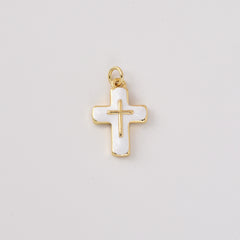 Gold Filled White Enamel Cross Pendant Charm, Christian Jewelry, Religious Necklace Charm, Gift for Her, Faith Jewelry, CP2458