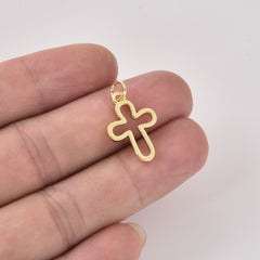 Gold Filled Open Cross Pendant Charm, Christian Jewelry, Minimalist Religious Necklace Charm, Gift for Her, Faith Jewelry, CP2459
