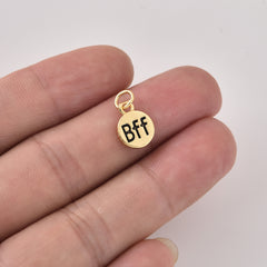 Gold Filled BFF Pendant Charm, Friendship Jewelry, Best Friend Charm for DIY Jewelry Making, Gift for BFF, Gold Friendship Necklace, CP2460