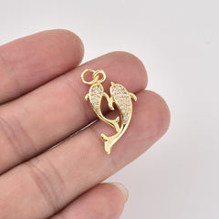 Gold Filled Dolphin Pendant Charm, Ocean Jewelry, Sea Life Pendant for DIY Jewelry Making, Gift for Ocean Lovers, Dolphin Necklace, CP2463