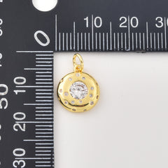 Gold Filled Round CZ Pendant Charm, Sparkling Cubic Zirconia Jewelry, Minimalist Gold Charm, Gift for Women, Everyday Necklace, CP2465