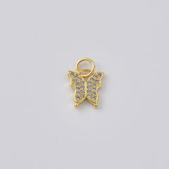 Gold Filled CZ Butterfly Charm, Pave Butterfly Pendant, Rhinestone Butterfly Jewelry Finding, Butterfly Necklace Bracelet DIY Charm, CP2473