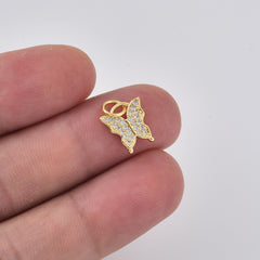 Gold Filled CZ Butterfly Charm, Pave Butterfly Pendant, Rhinestone Butterfly Jewelry Finding, Butterfly Necklace Bracelet DIY Charm, CP2473
