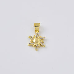 Gold Filled CZ Sun Charm, Pave Sun Pendant, Celestial Jewelry Finding, Sun Necklace Bracelet DIY Charm, Zodiac Inspired Pendant, CP2474