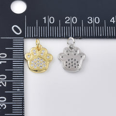 Gold Filled CZ Paw Print Charm, Dog Paw Pendant, Cat Paw Charm, Pet Lover Charm, Animal Paw Pendant, DIY Jewelry Supply, CP2476