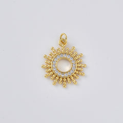 Gold Filled Sun Charm, CZ Sunburst Pendant, Celestial Solar Jewelry Finding, Sun Connector Charm for Necklace Bracelet DIY Jewelry, CP2477