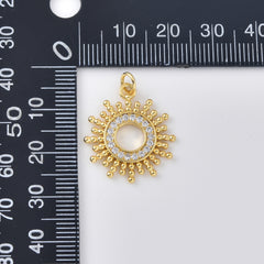 Gold Filled Sun Charm, CZ Sunburst Pendant, Celestial Solar Jewelry Finding, Sun Connector Charm for Necklace Bracelet DIY Jewelry, CP2477