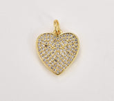 22K Gold Filled Heart Charm Pendant, CZ Micro Pave Heart Pendant, Heart Charm, Heart Pendant, Heart Necklace, Heart, 18x14mm, CP248