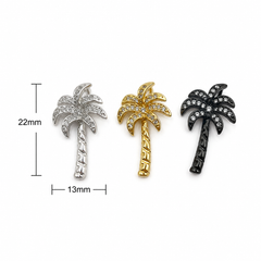Gold Filled Palm Tree Charm, CZ Rhinestone Tropical Pendant, Beach Jewelry Finding, Palm Tree Charm for Necklace Bracelet, CP2529