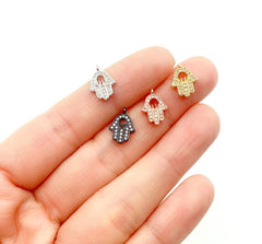 18K Gold Filled Mini Hamsa Hand Charm, Micro Pave CZ Hamsa Hand Pendant, Pave Charms, Hand of Fatima, Spiritual Yoga Palm, 12x9mm, CP261