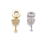18K Gold Filled Champagne Glass Charm, Wine Glass Charm, Micro Pave CZ, 22x8m, CP281