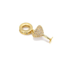 18K Gold Filled Champagne Glass Charm, Wine Glass Charm, Micro Pave CZ, 22x8m, CP281