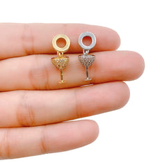 18K Gold Filled Champagne Glass Charm, Wine Glass Charm, Micro Pave CZ, 22x8m, CP281