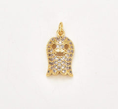 14K Gold Filled Ghost Charm, CZ Micro Pave Ghost Pendant, Halloween Charm, Cubic Zirconia, Ghost Pendant for Jewelry Making, 18x9mm, CP322