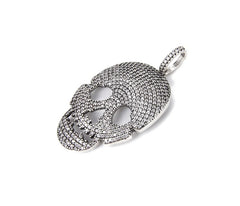 Skull Head Add-On Charm Pendant in Silver, Men’s Jewelry Making Necklace, Full Clear CZ Micro Pave Skeleton Pendant, Skull Head, CP786